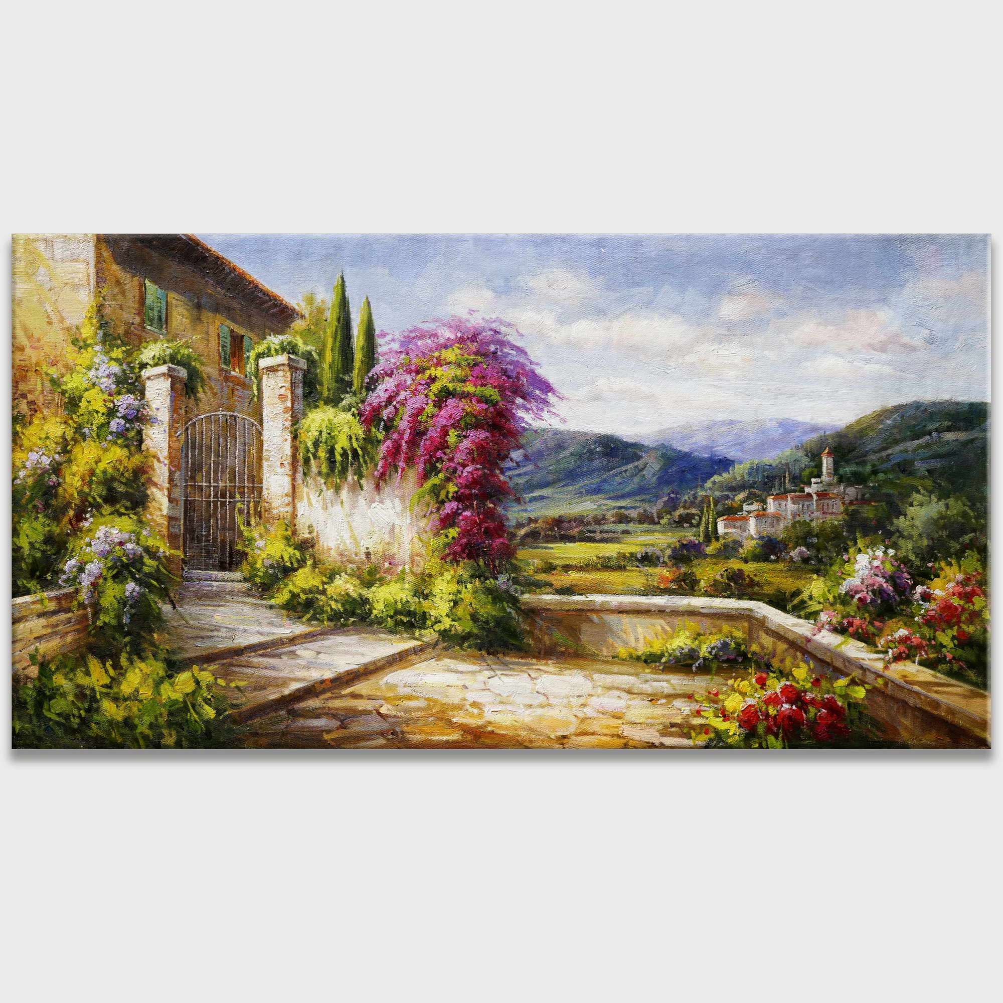Paysage toscan peint à la main 75x150cm
