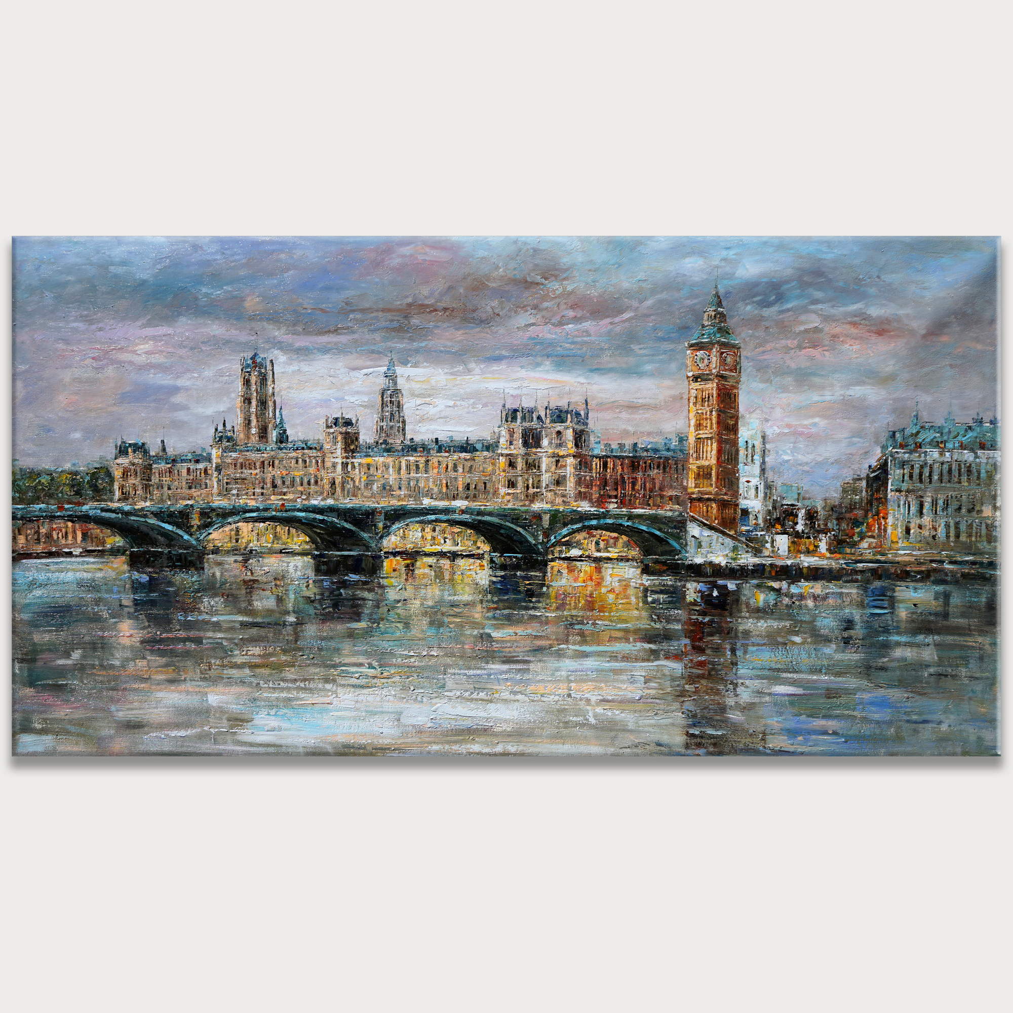 Panorama de Londres peint à la main avec Big Ben 90x180cm