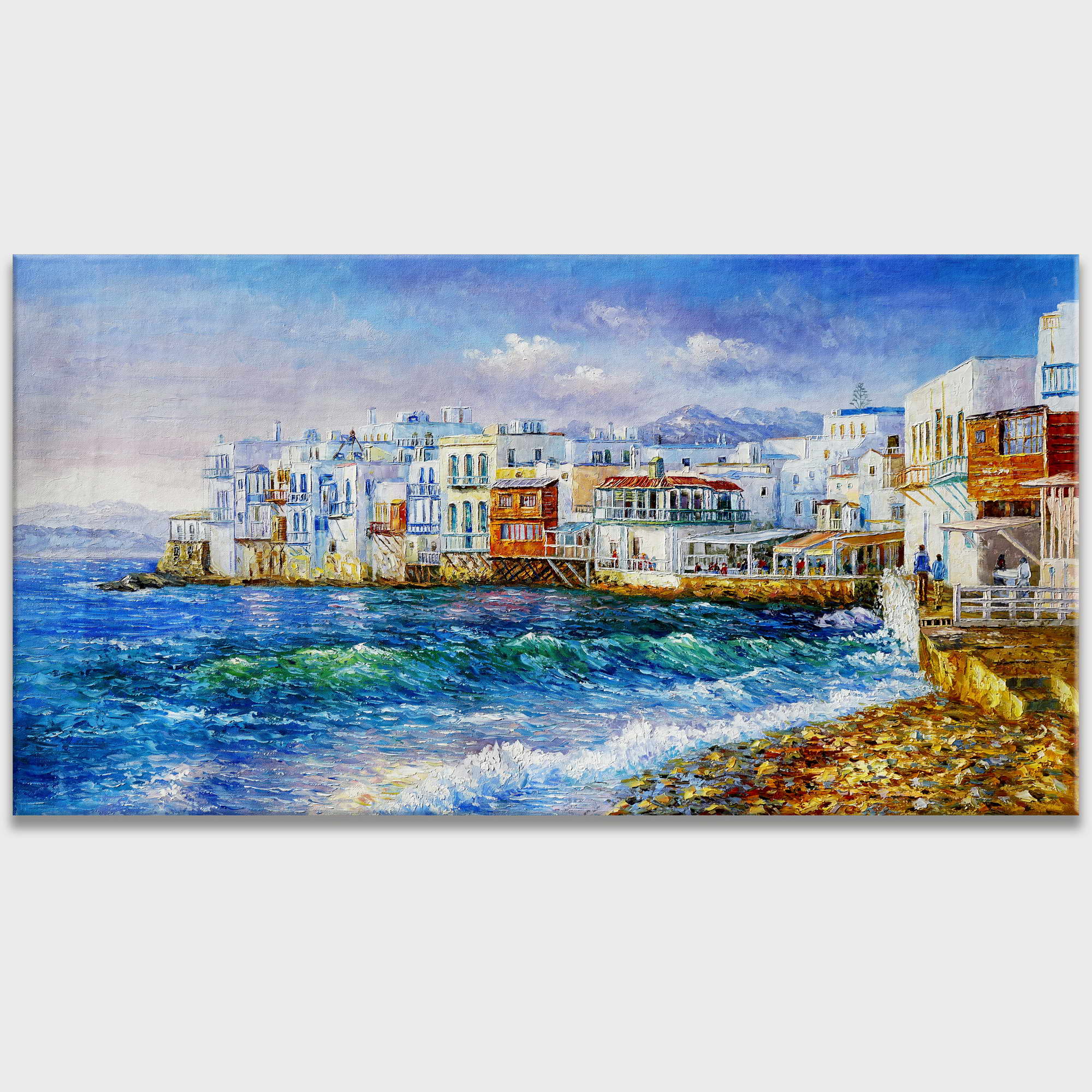 Panorama Mikonos peint à la main 75x150cm