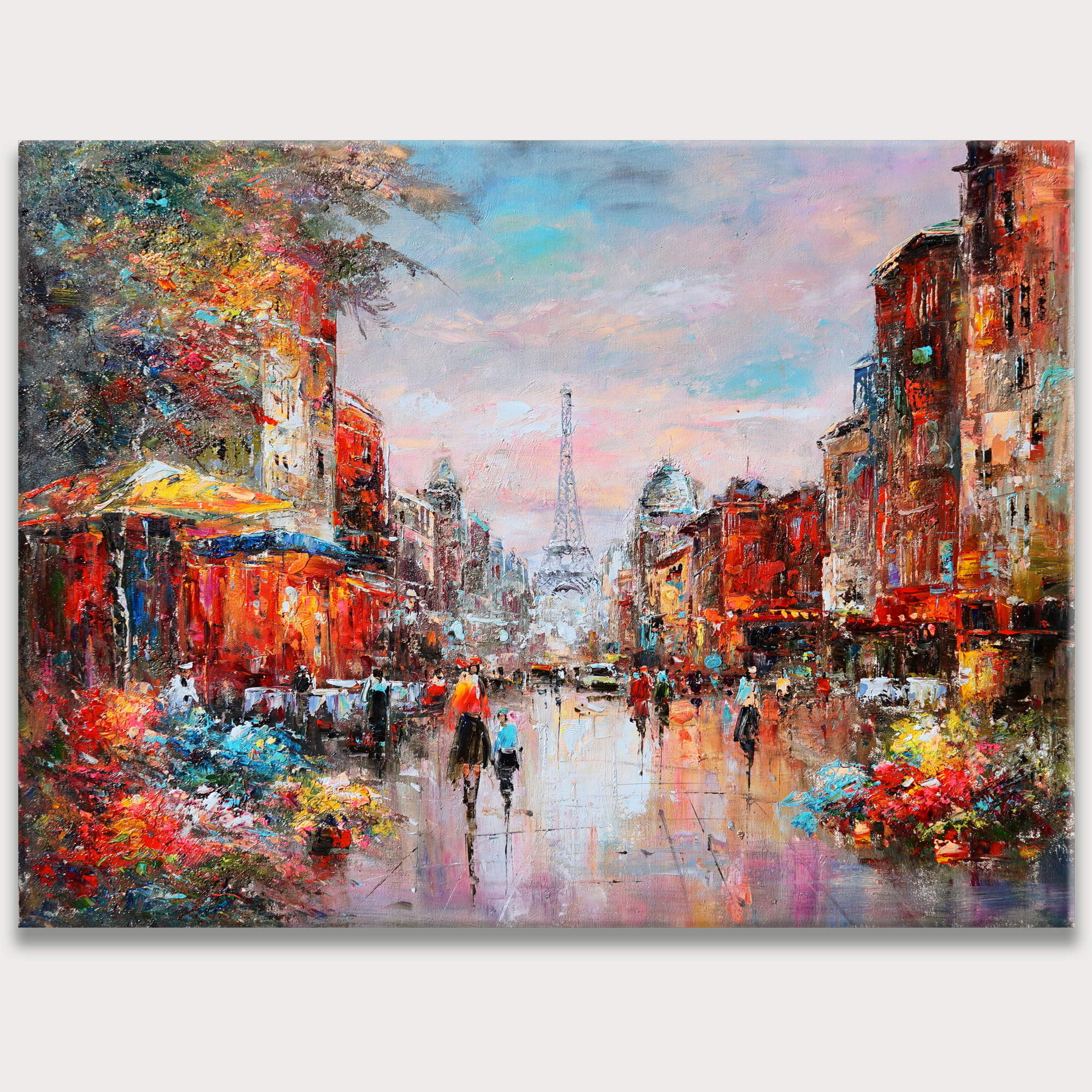 Marché aux fleurs de Paris peint à la main 75x100cm