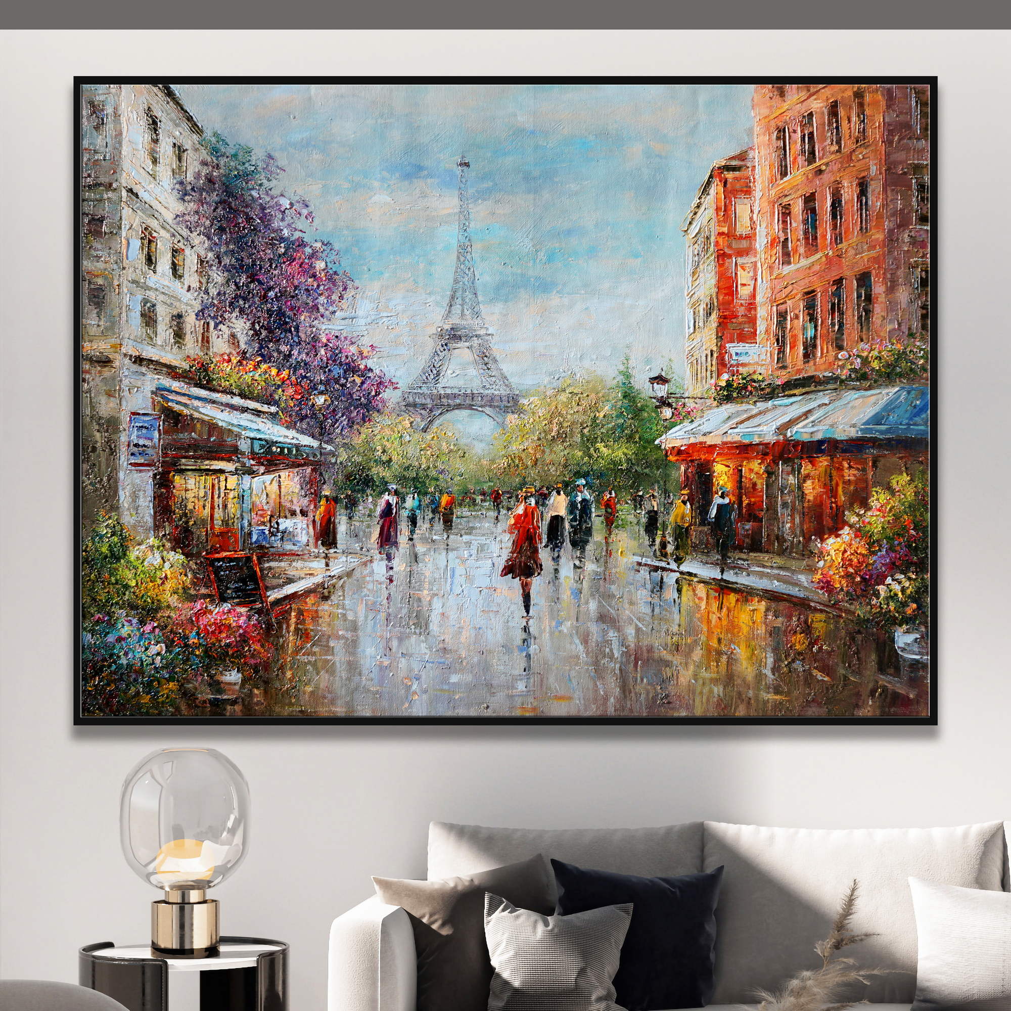 Marché aux fleurs de Paris peint à la main 75x100cm