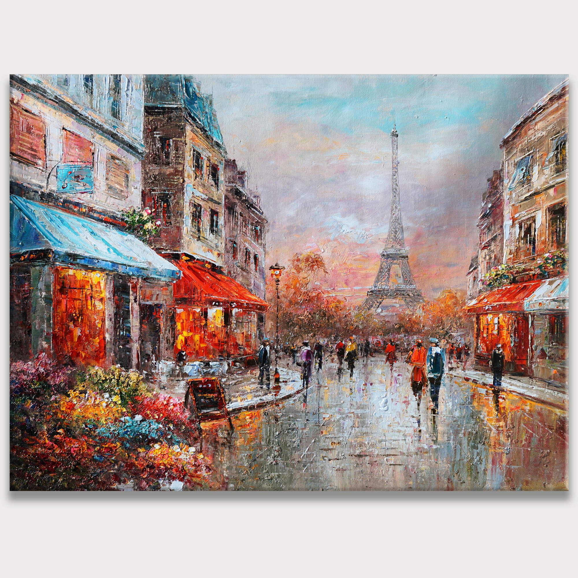 Dipinto a mano Parigi mercato dei fiori 75x100cm