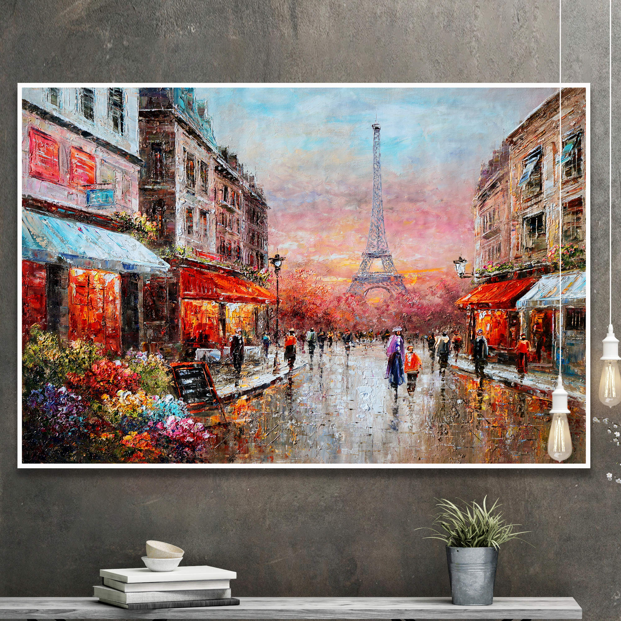 Hand painted Paris Eiffel Tower 60x90cm