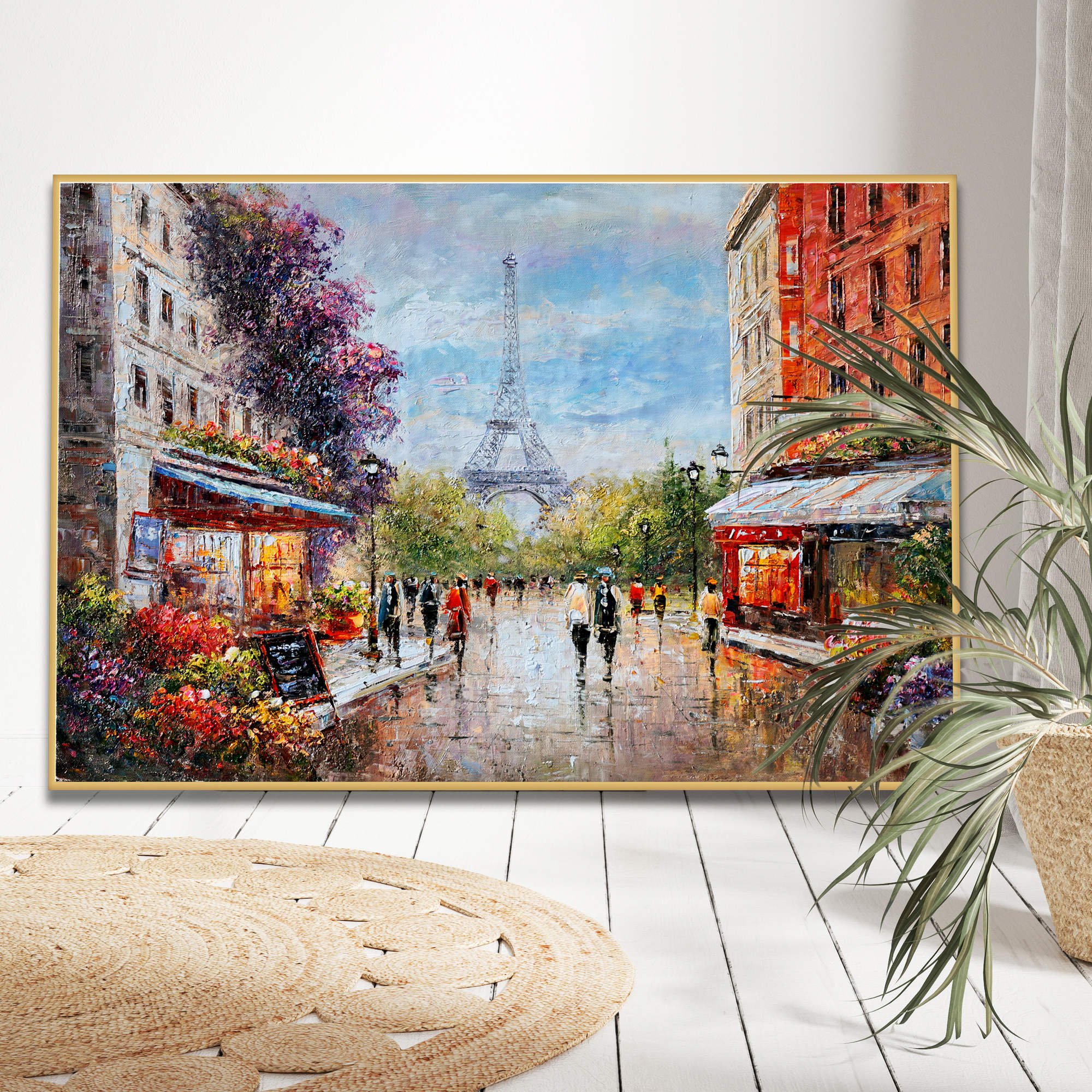 Dipinto a mano Parigi Vista sulla Torre Eiffel 60x90cm