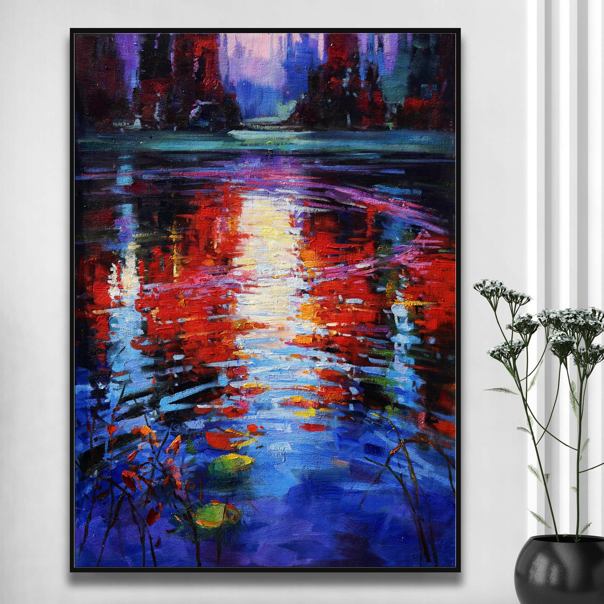 Hand painted Reflections at Sunset in the Swamp 60x80cm