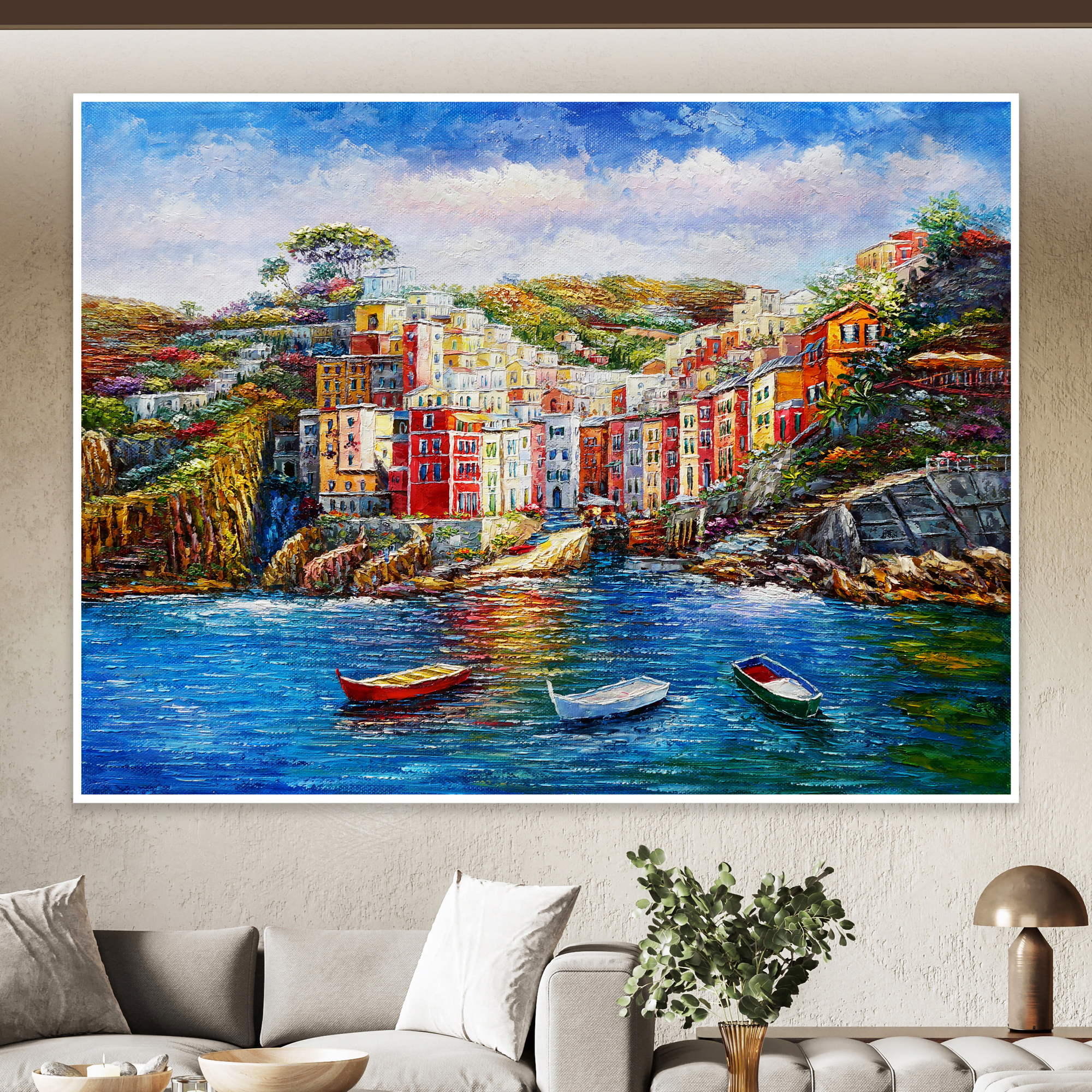 Hand painted Riomaggiore Cinque Terre 75x100cm