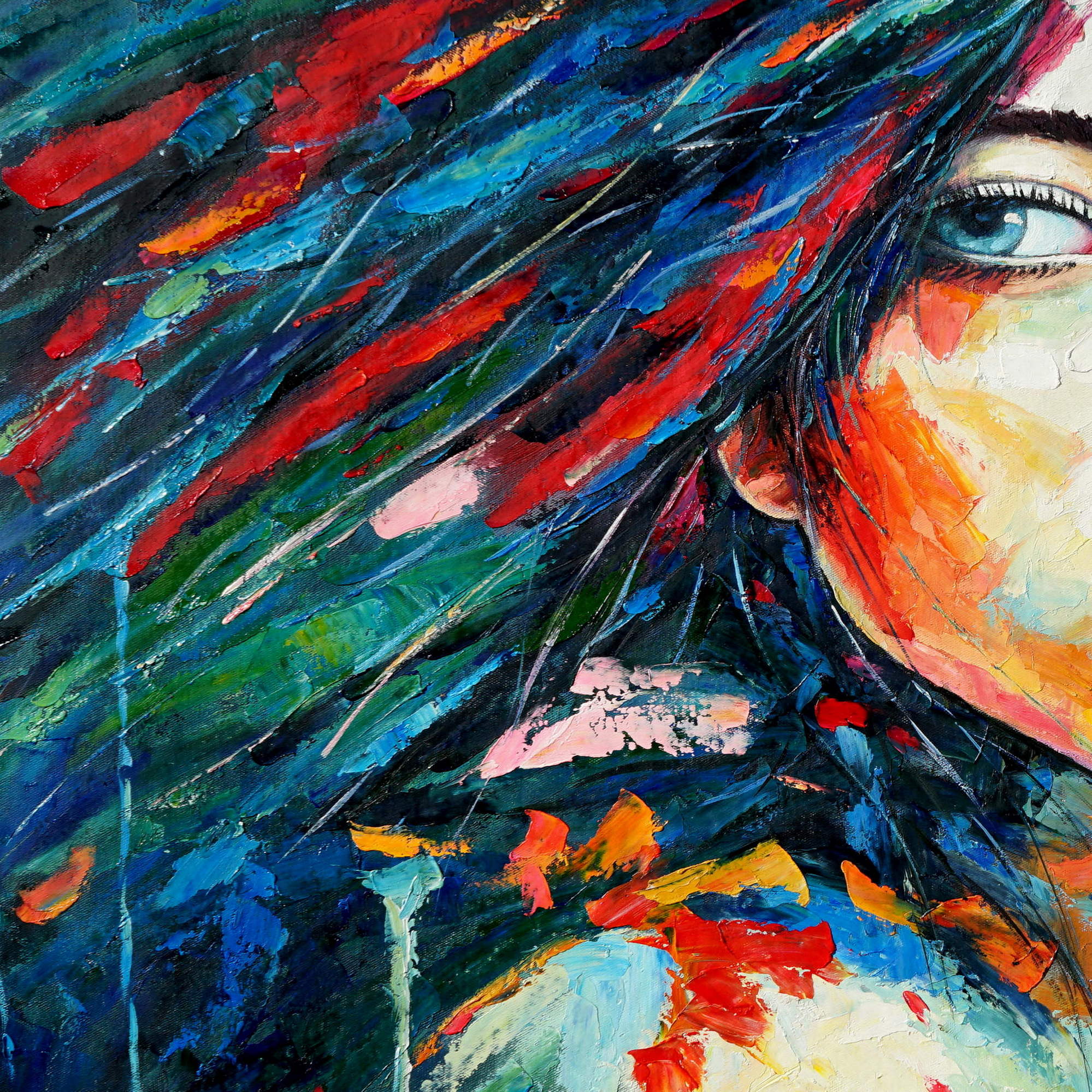 Hand painted Abstract Woman Portrait 60x120cm