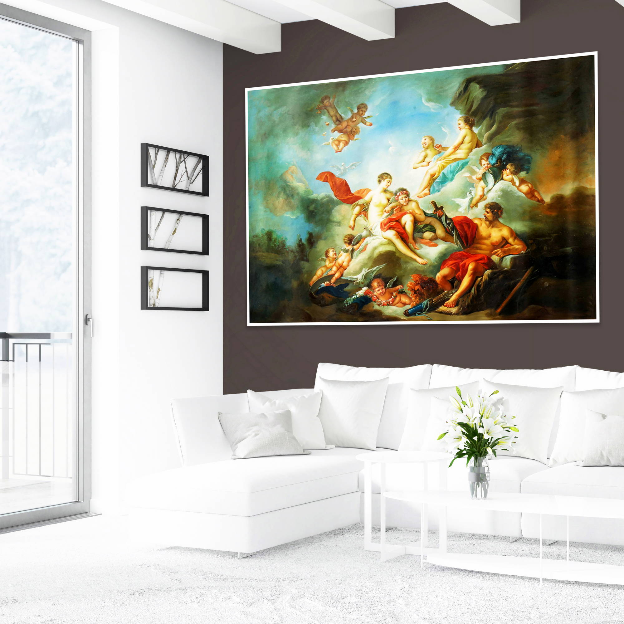 Dipinto a mano Scena Mitologica Angeli e Dei 120x180cm