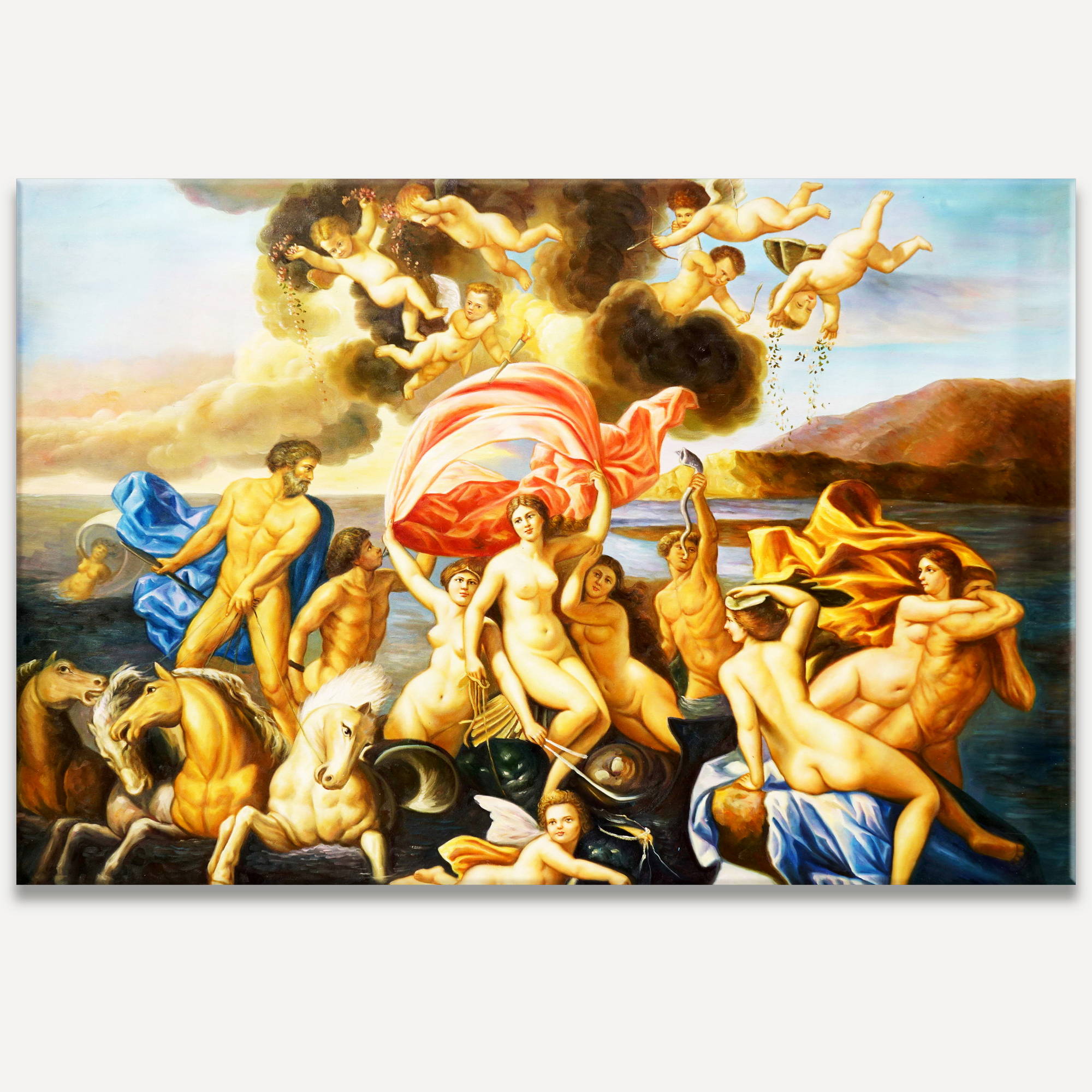 Hand painted Mythological scene Humans and deities 120x180cm