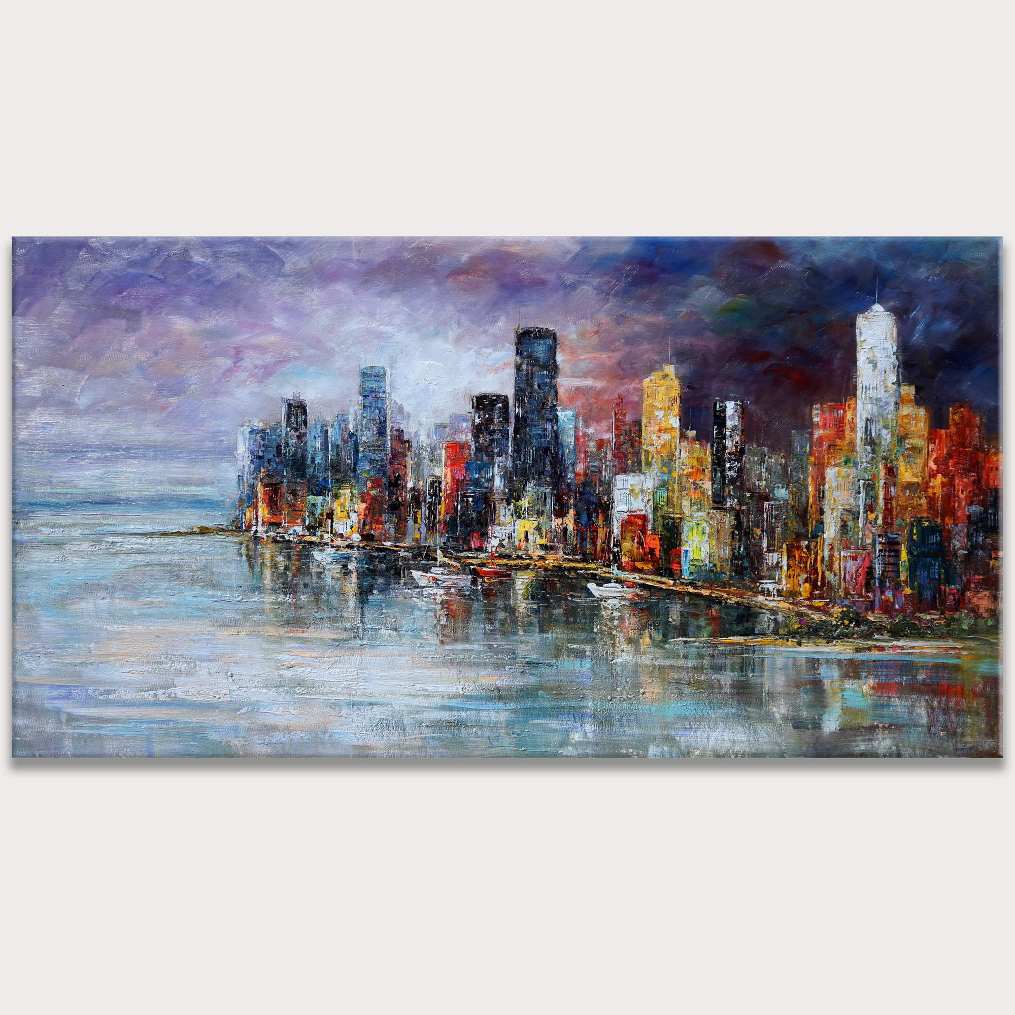 Skyline de Chicago peinte à la main 90x180cm