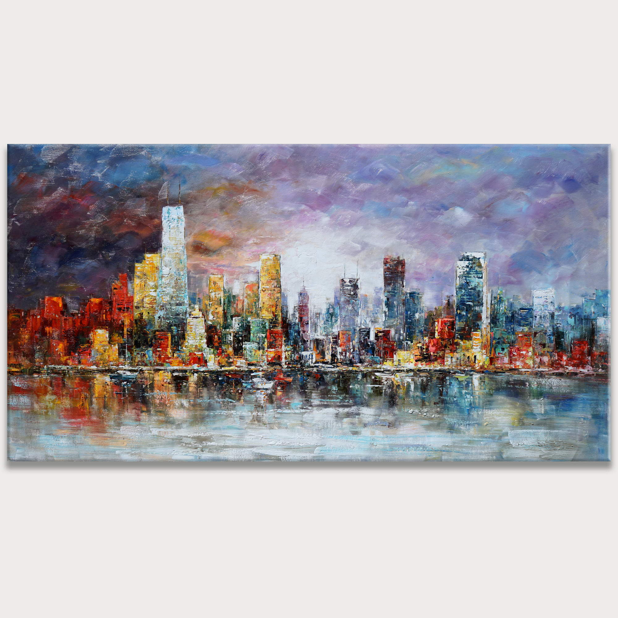 Dipinto a mano Skyline New York 90x180cm