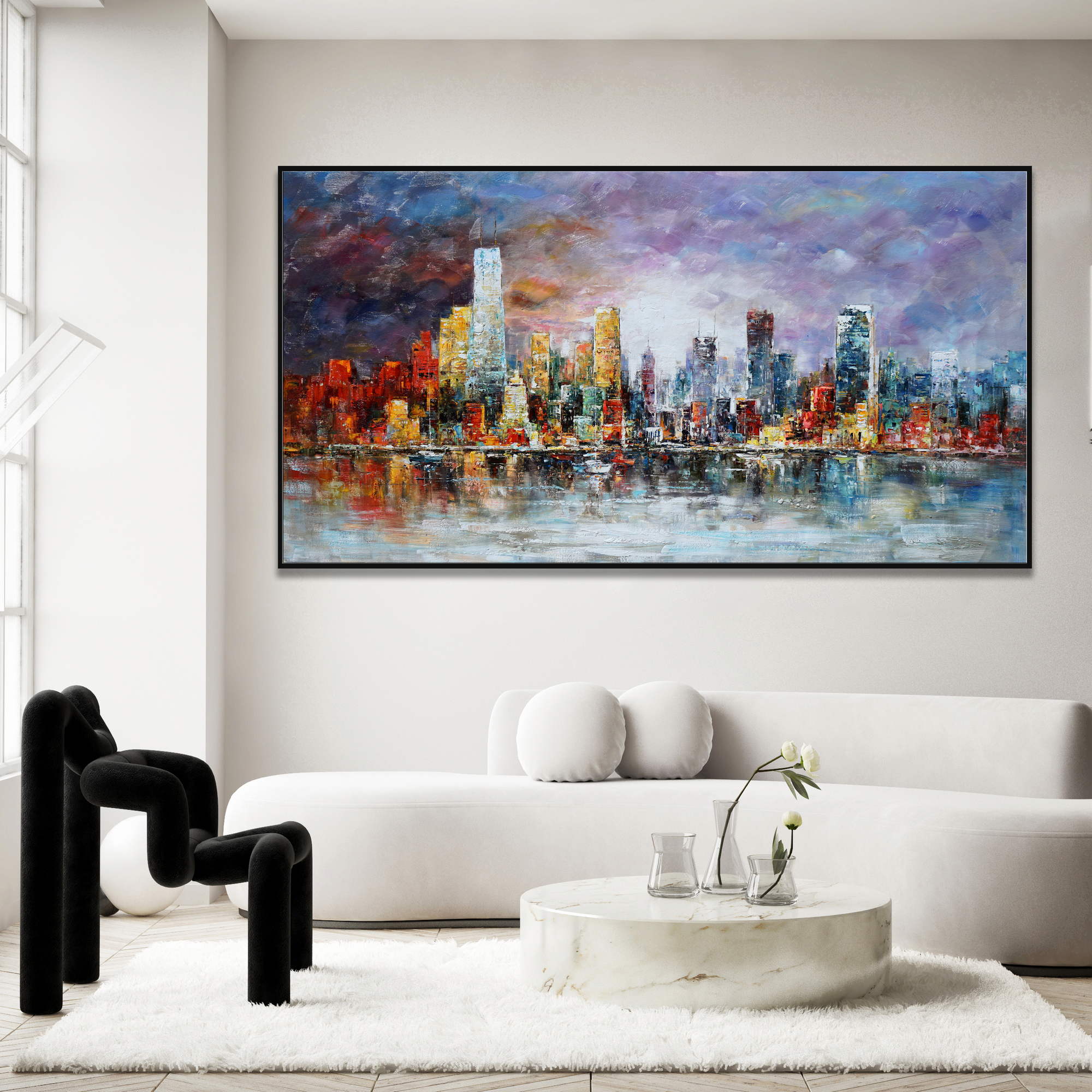 Skyline New York peinte à la main 90x180cm