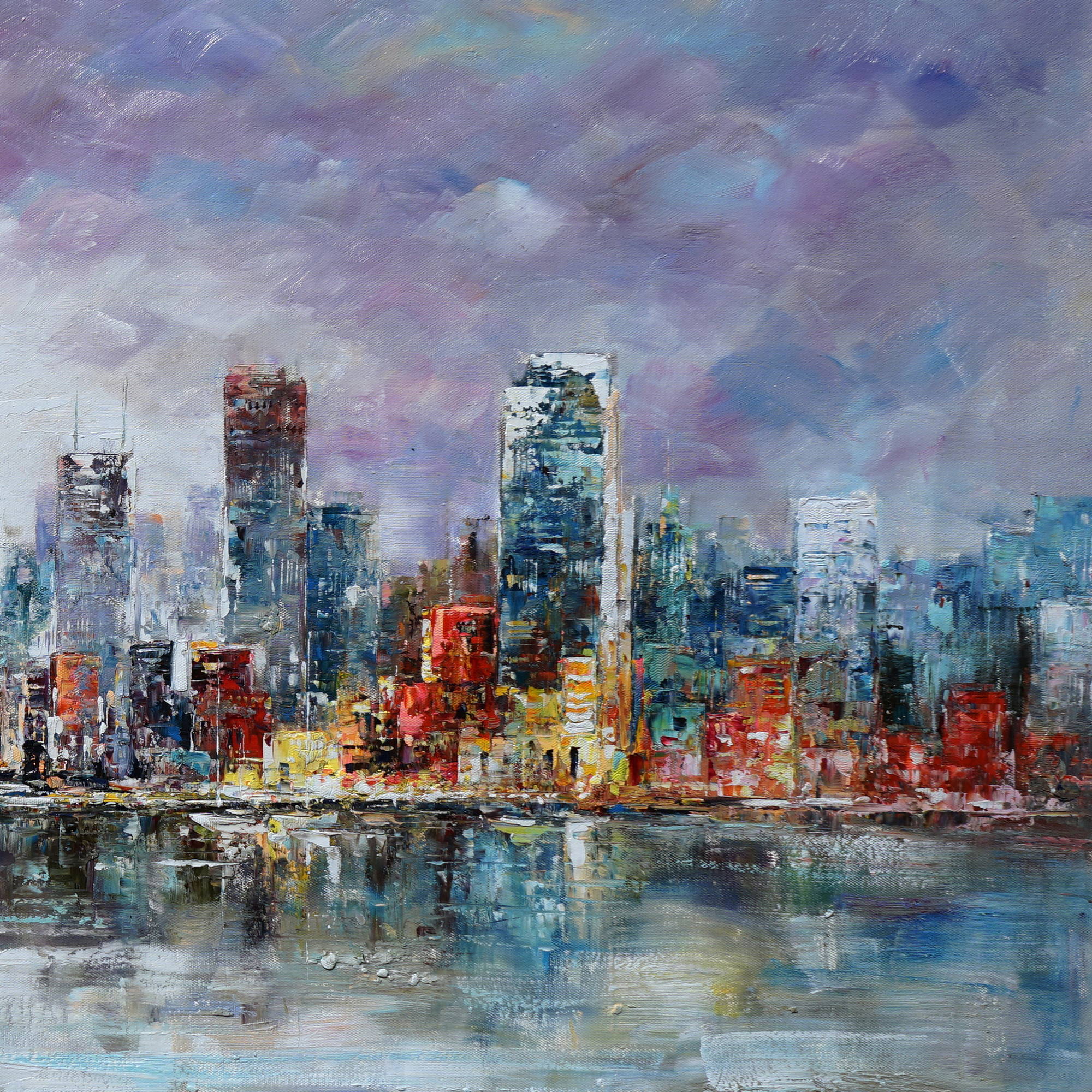 Skyline New York peinte à la main 90x180cm