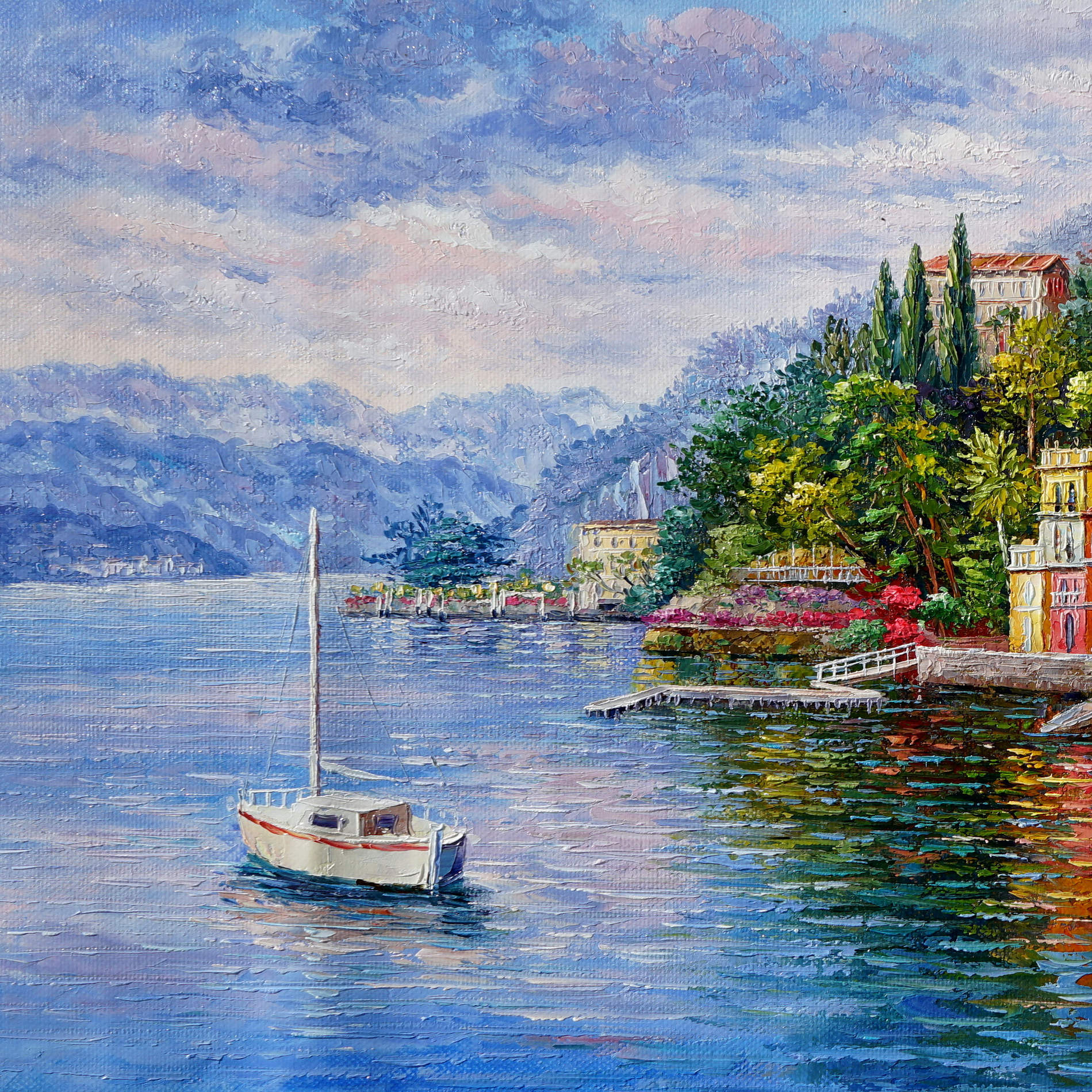 Varenna Lac de Côme peint à la main 60x120cm