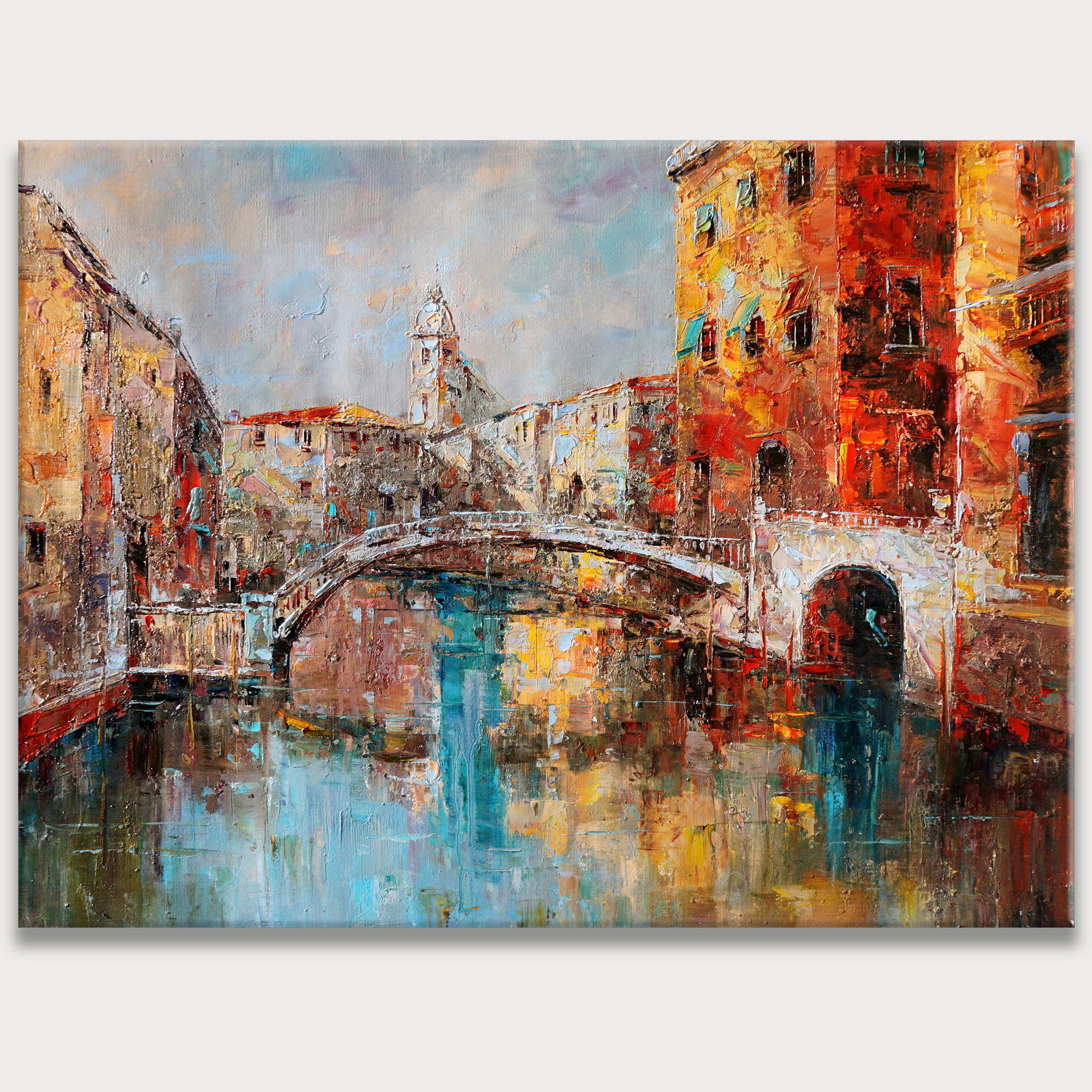Vue d'un canal à Venise peinte à la main 75x100cm