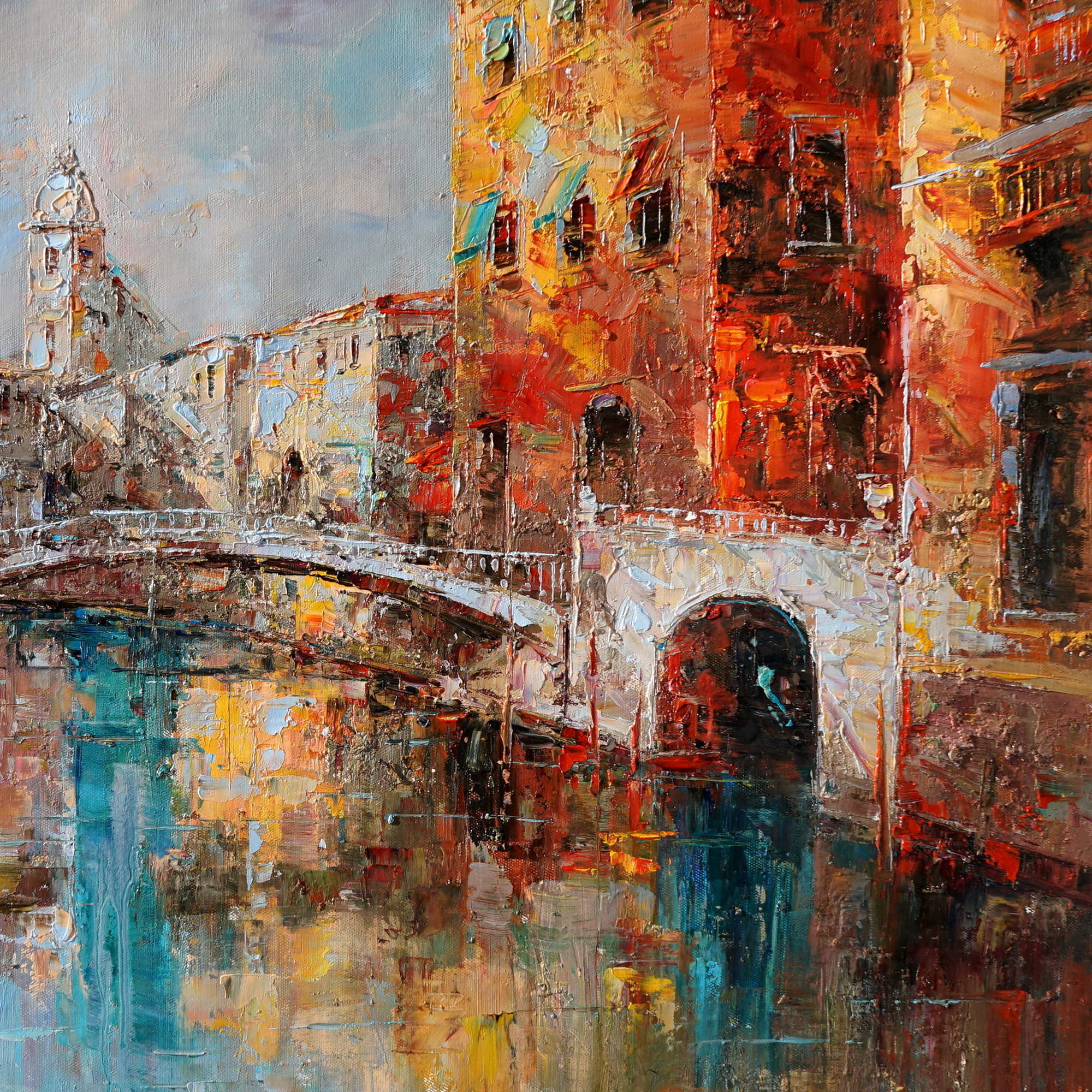Hand painted View of a Canal in Venice 75x100cm