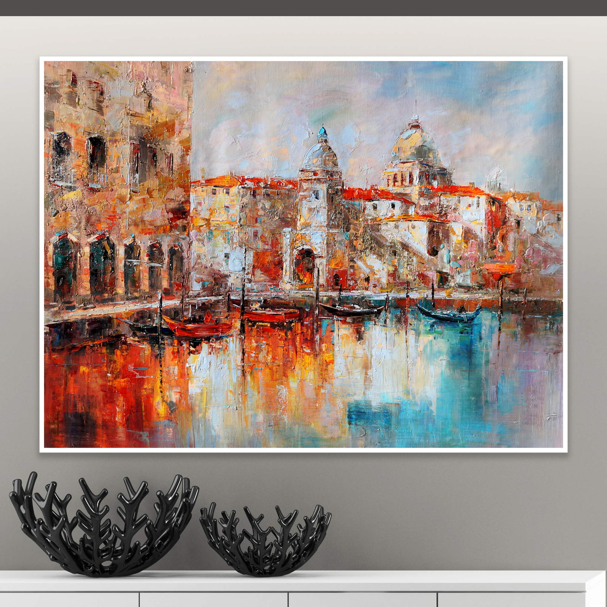 Dipinto a mano Venezia Astratto Colori vivaci 75x100cm