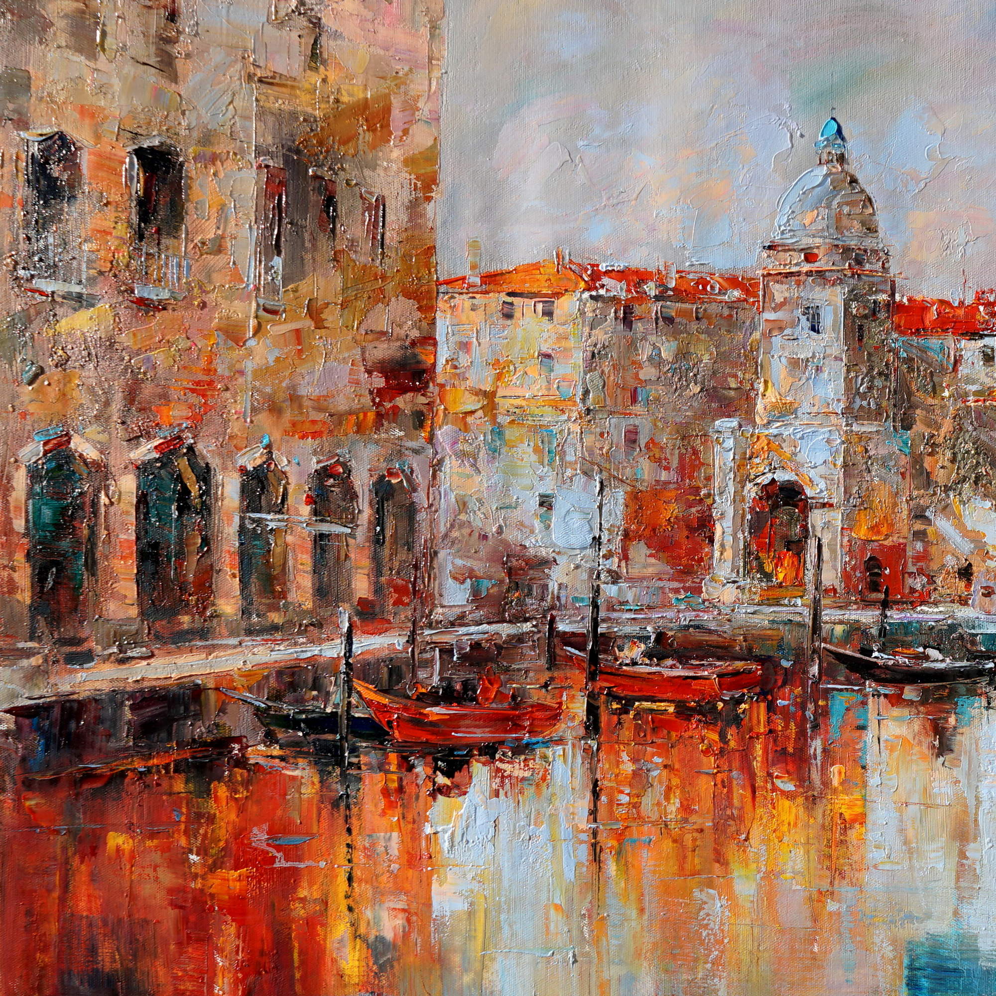 Hand painted Venice Abstract Bright colors 75x100cm