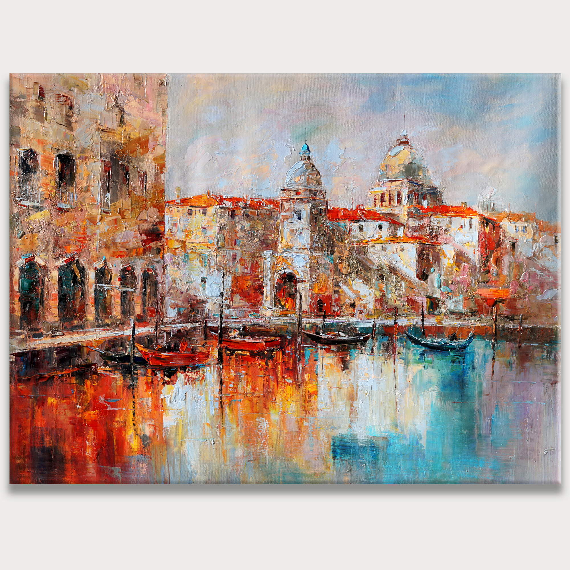 Hand painted Venice Abstract Bright colors 75x100cm