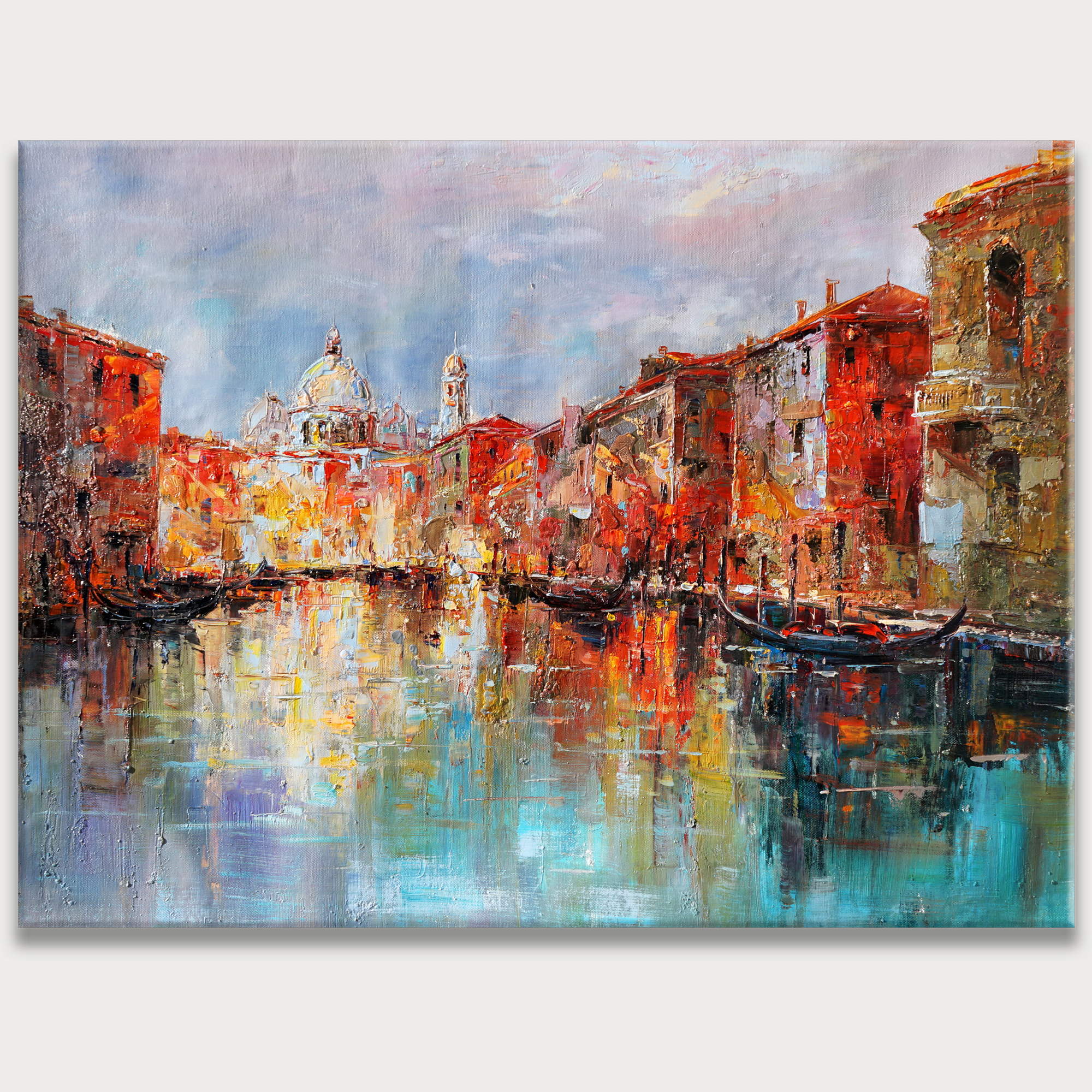 Venise abstraite couleurs vives peinte à la main 75x100cm
