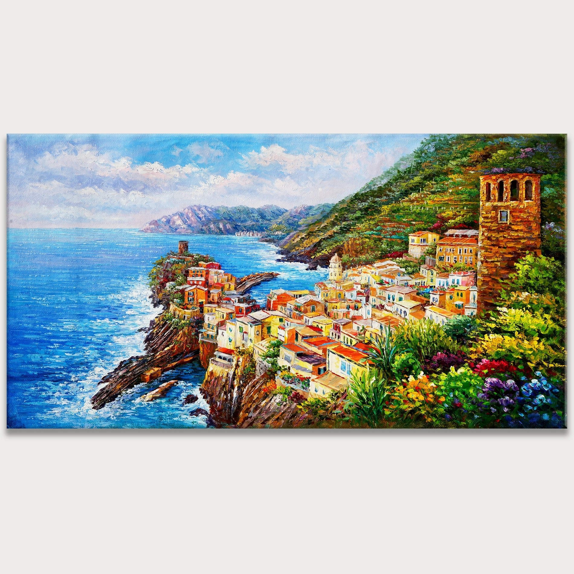 Vernazza Cinque Terre peinte à la main 60x120cm