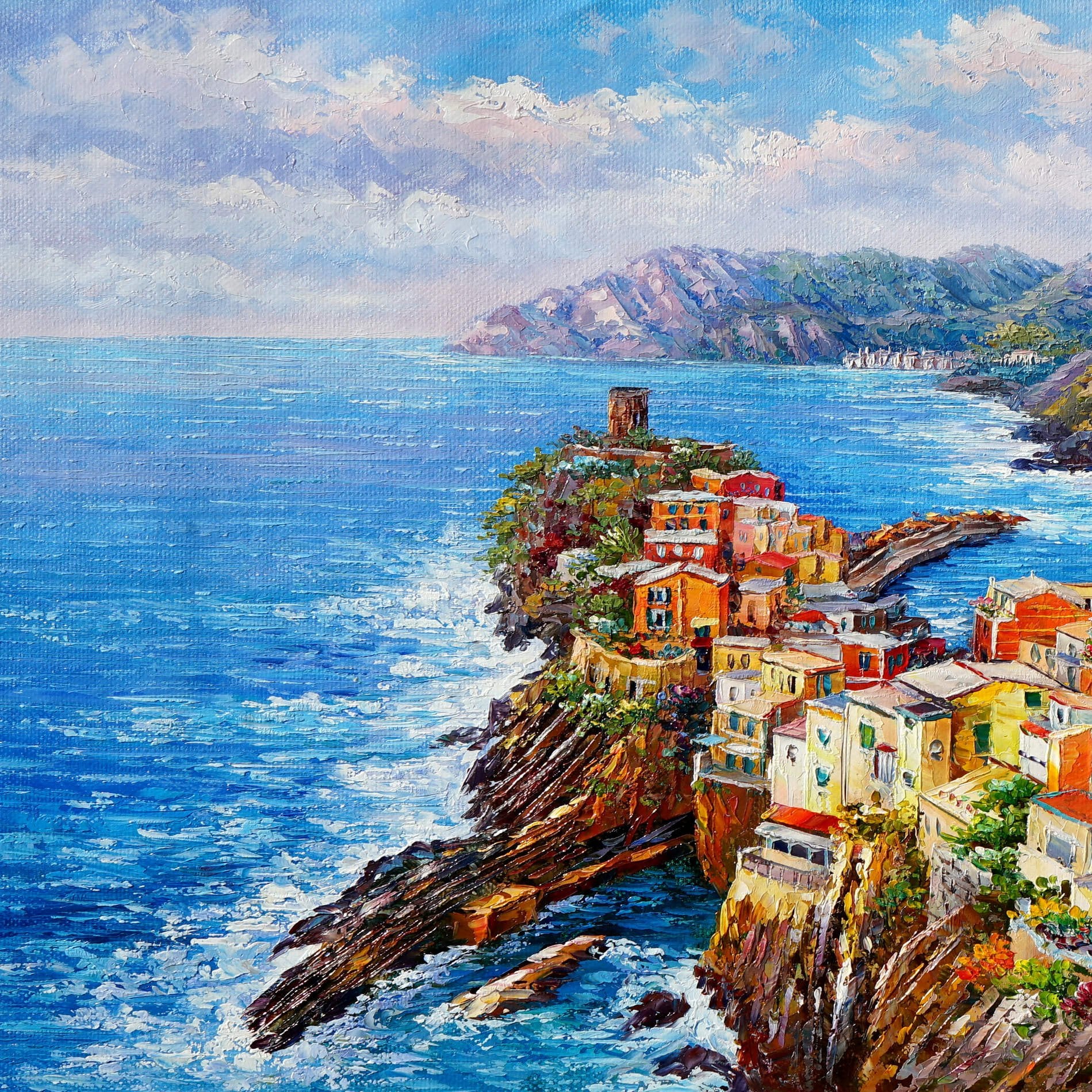 Vernazza Cinque Terre peinte à la main 60x120cm
