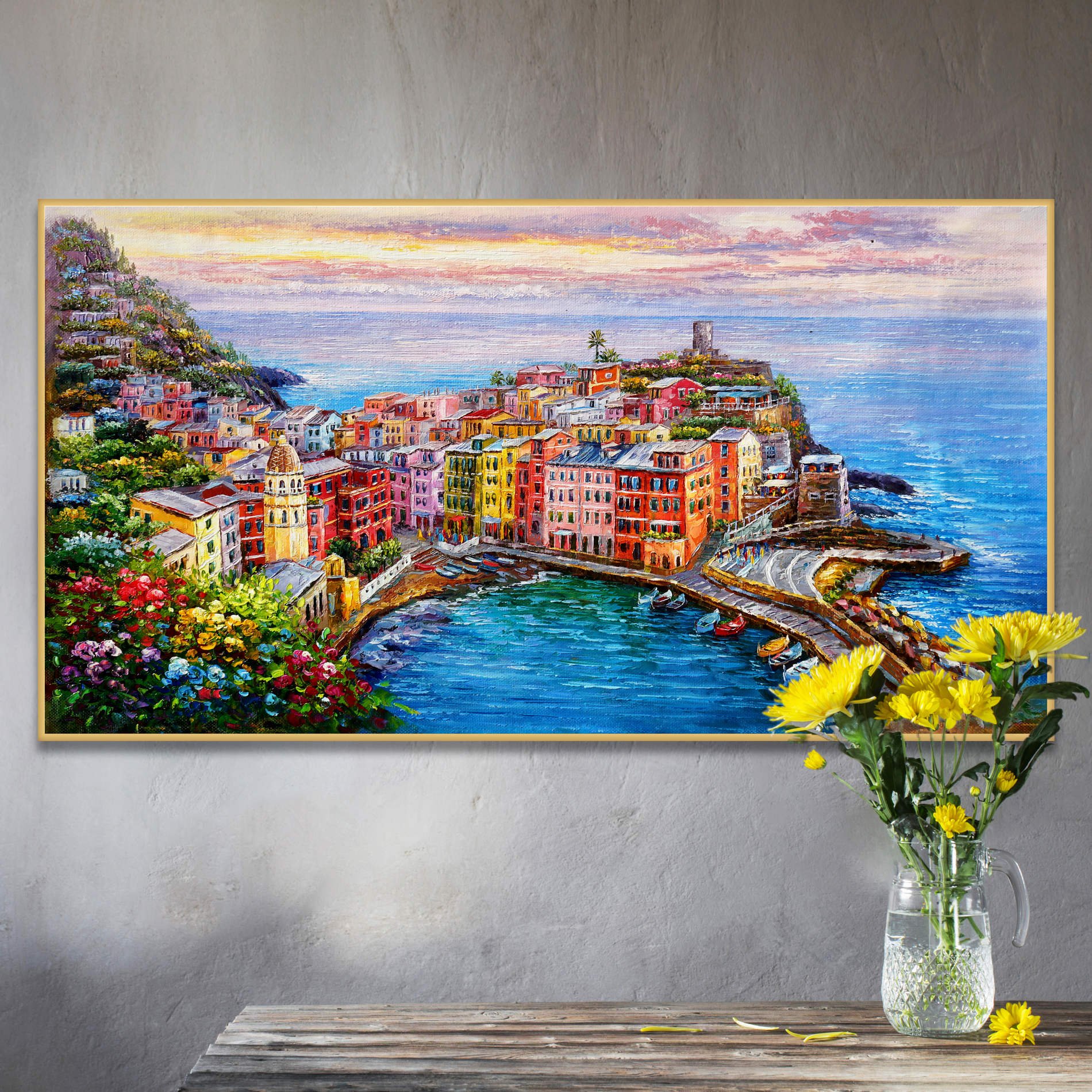 Hand painted Vernazza Cinque Terre 60x120cm
