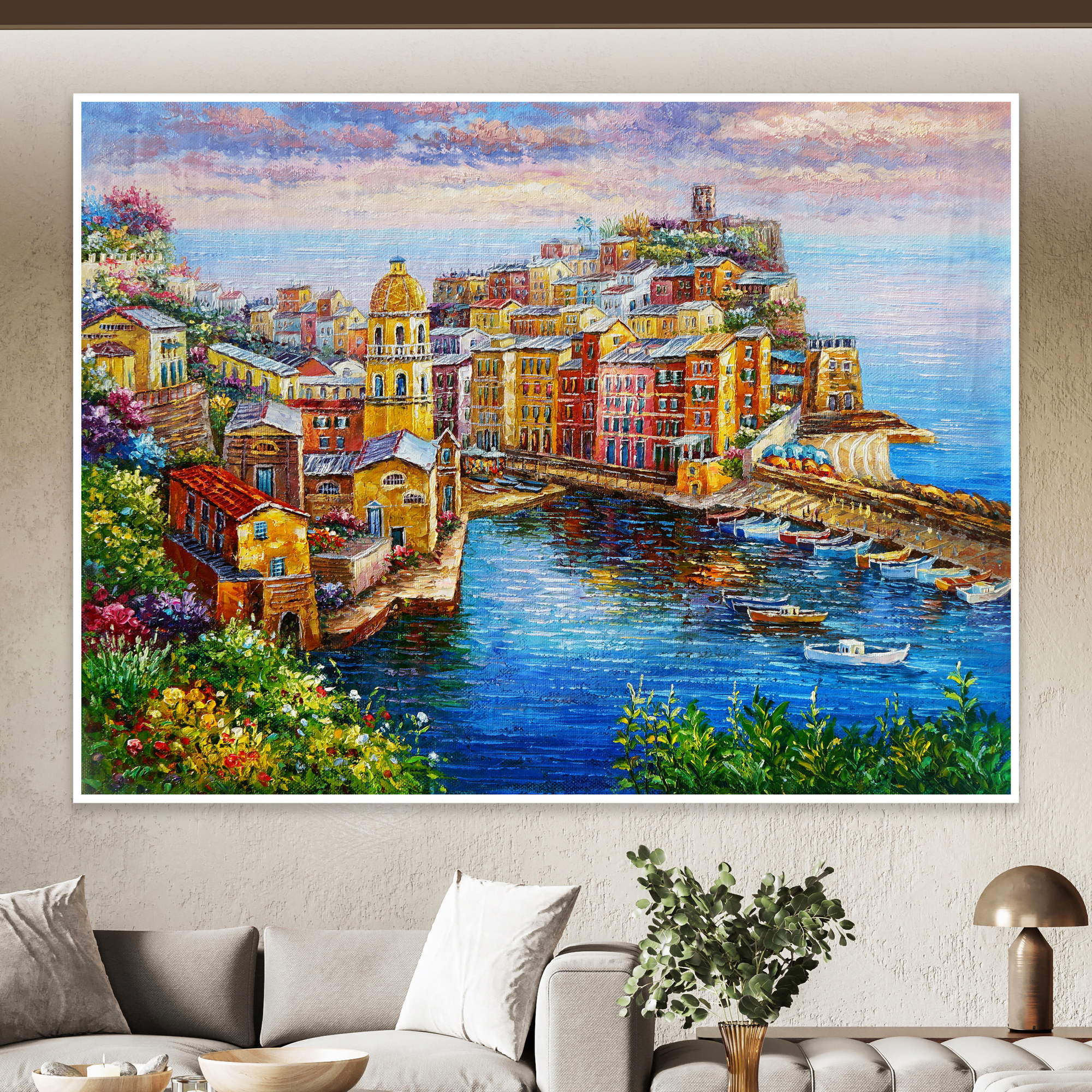 Vernazza Cinque Terre peinte à la main 75x100cm