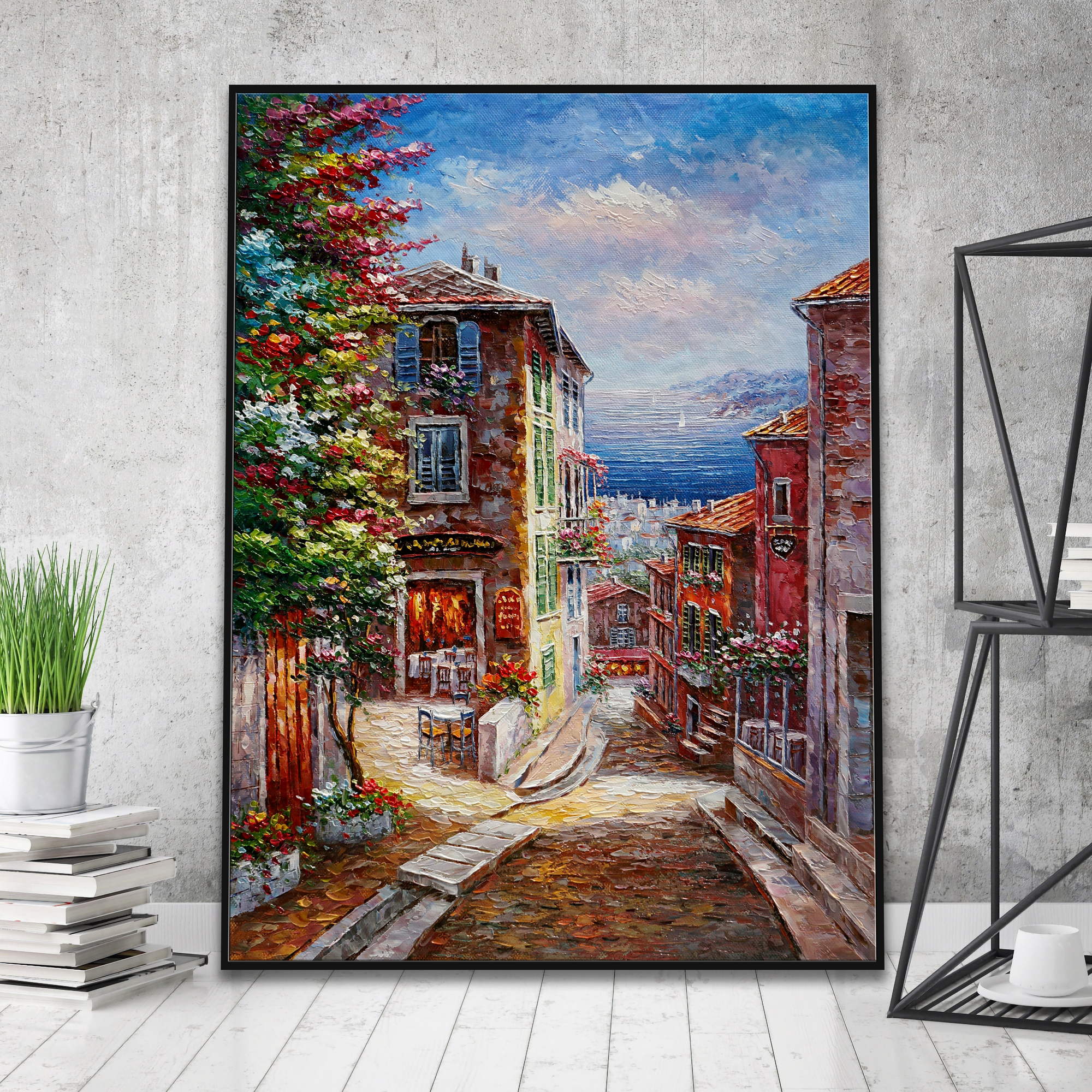 Hand painted Picturesque alley 75x100cm