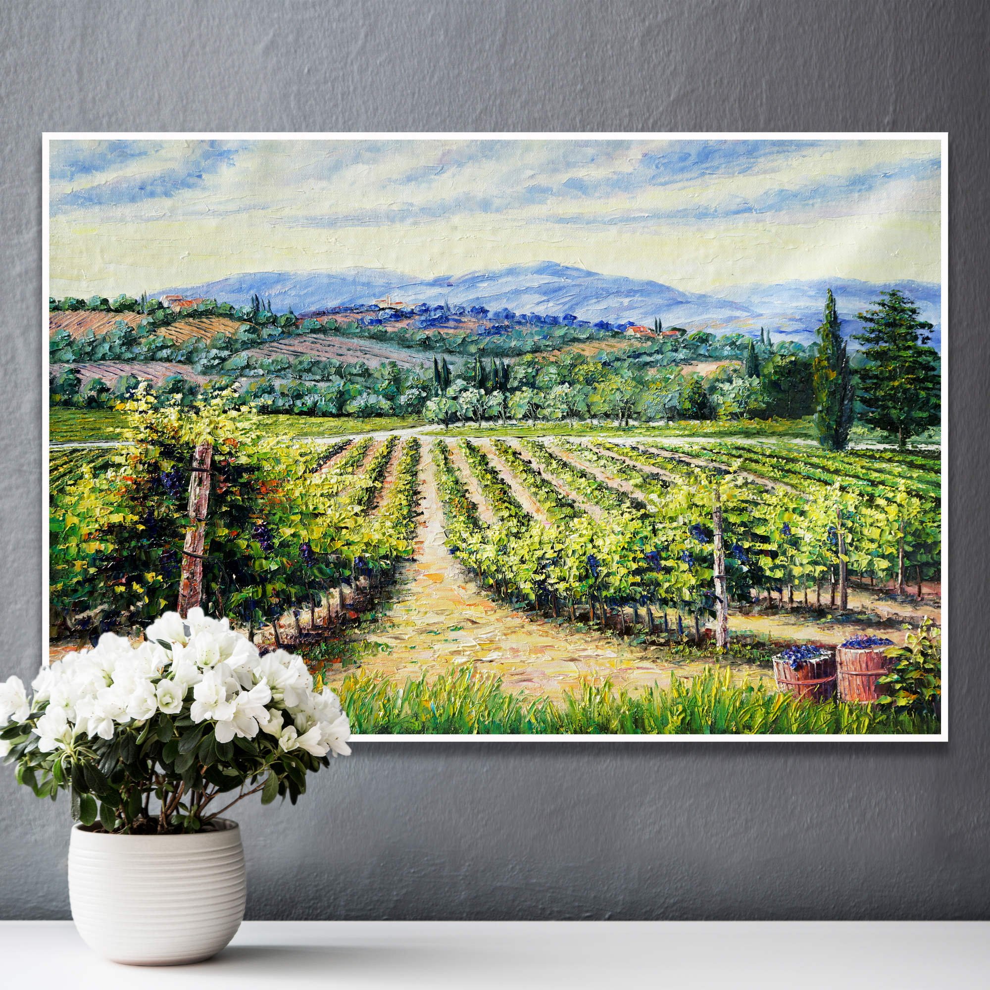 Dipinto a mano Vigneti Colline Toscana | E-Art