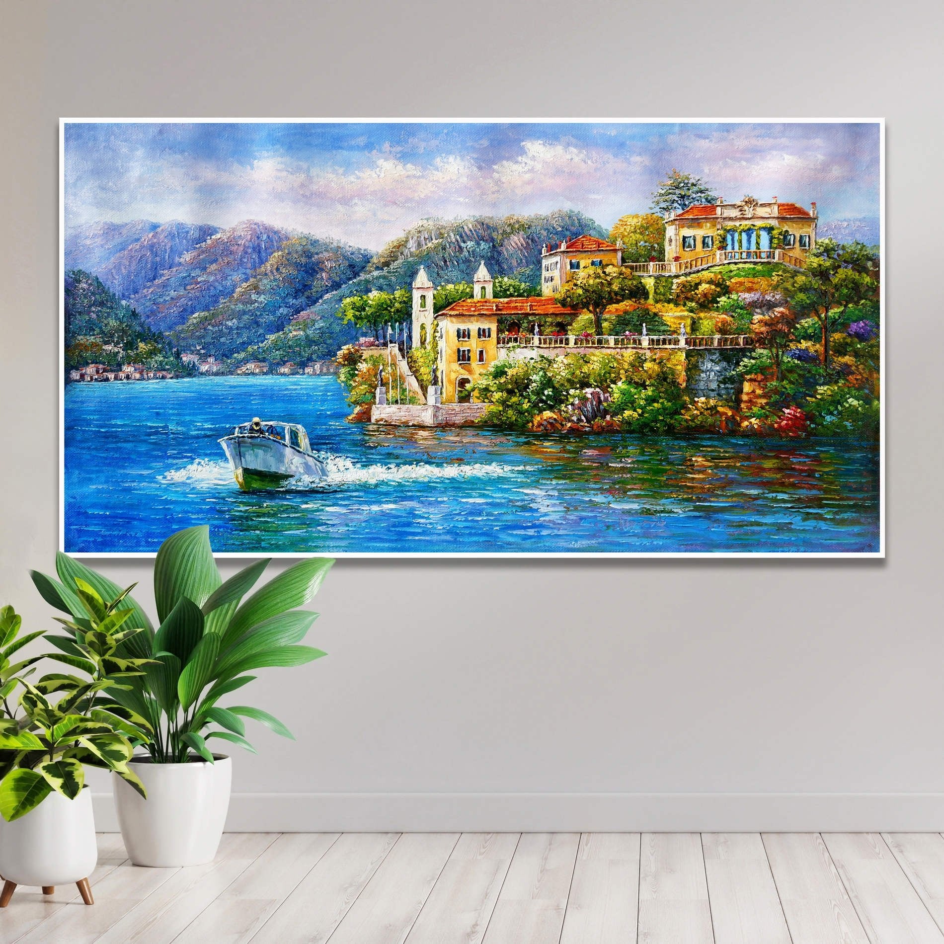 Dipinto della famosa Villa del Balbianello sul lago di Como