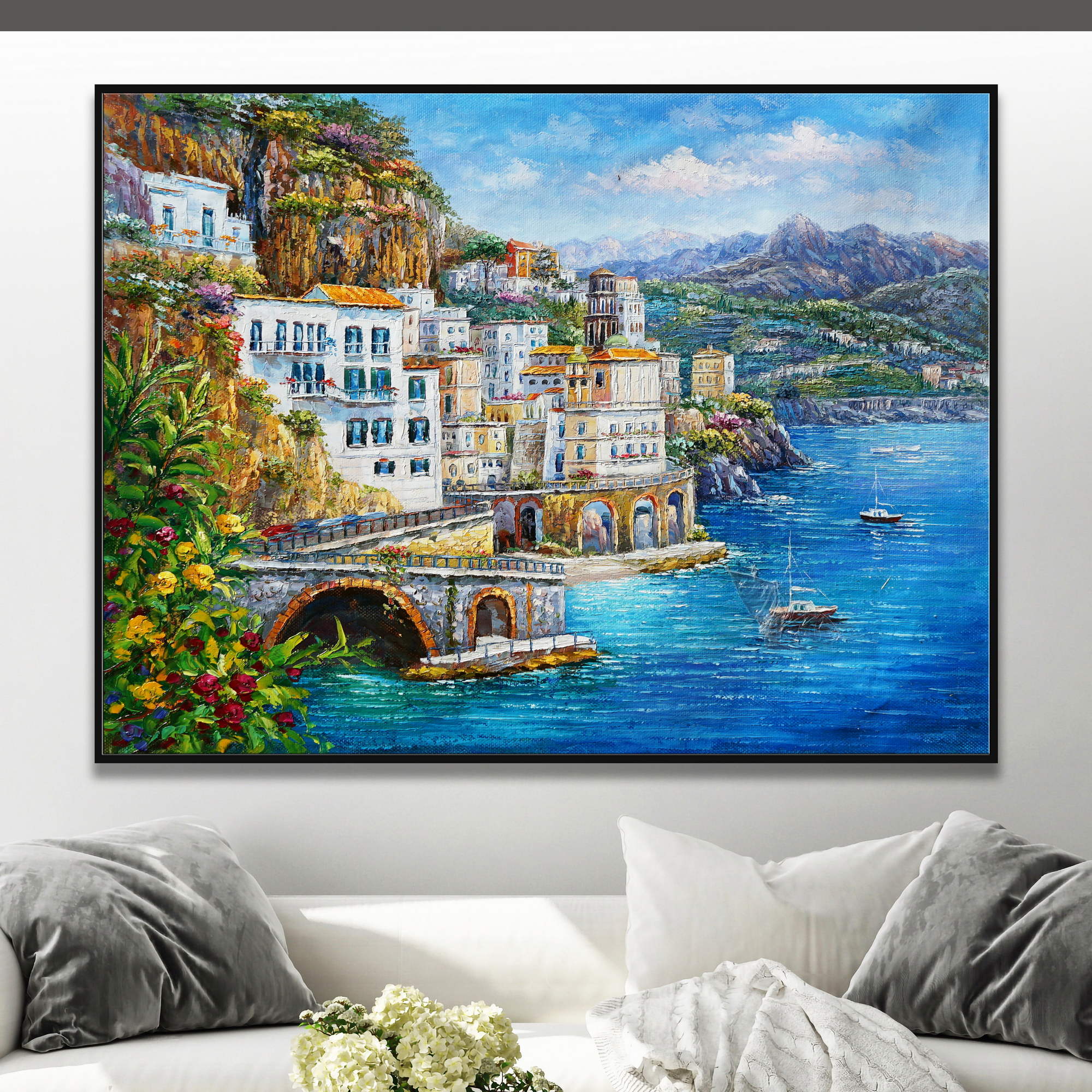 Hand painted View of the Village of Atrani 75x100cm