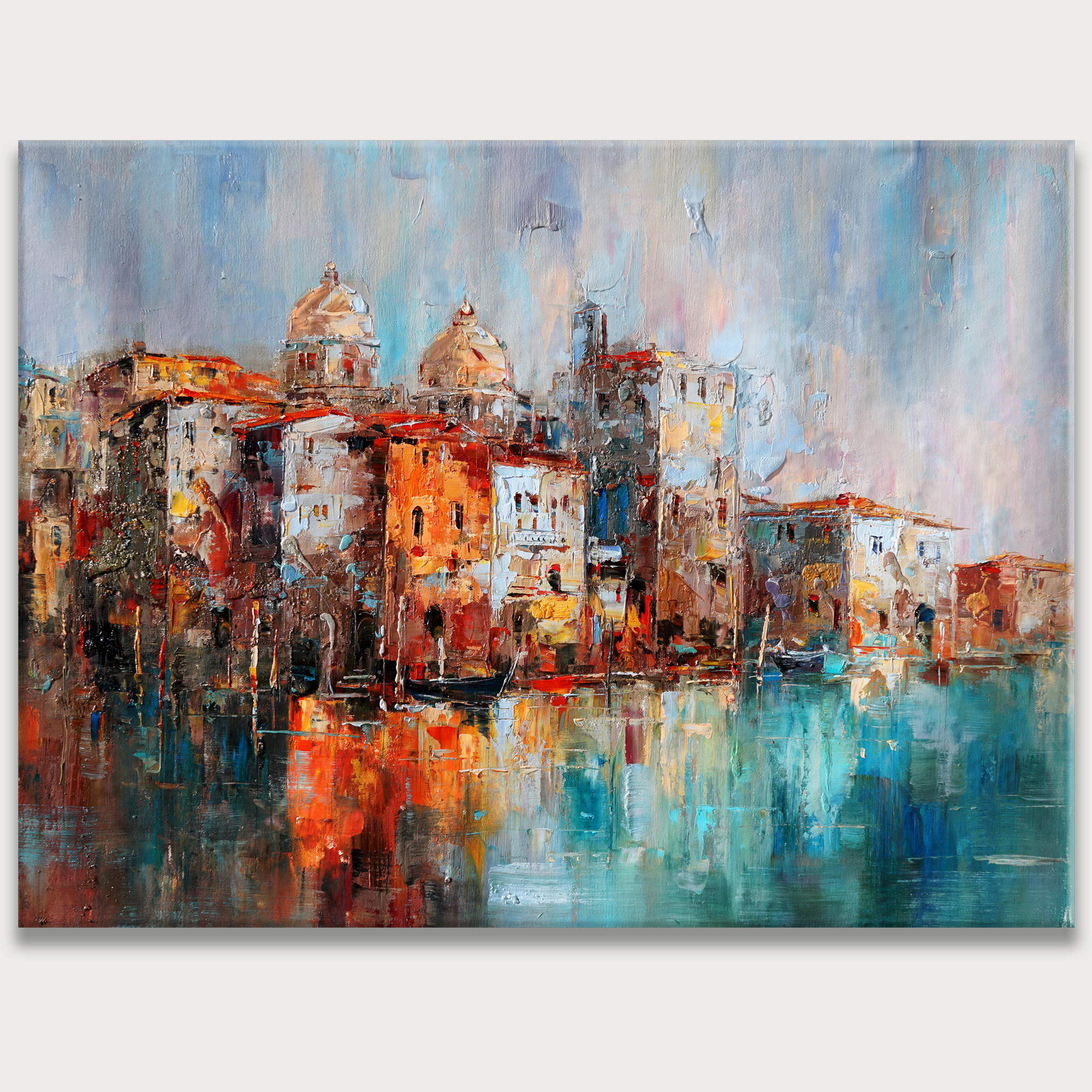 Tableau abstrait Canal de Venise et Gondoles 75x100cm